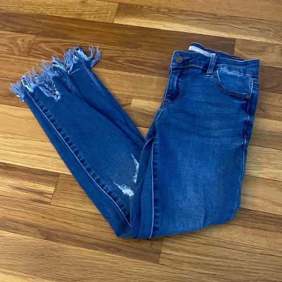 Tractr Girls Blue Ripped Skinny Jeans Size 8 - Picture 1 of 10